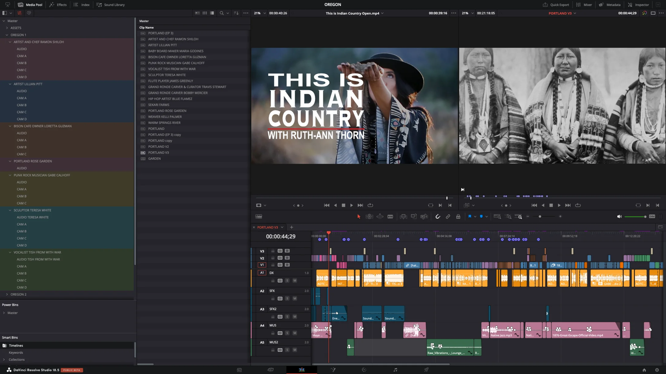 Timeline de This is Indian Country no Avid Media Composer